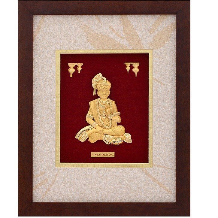 (20X25 CM) God swaminarayana divine photo frame 24 k gold