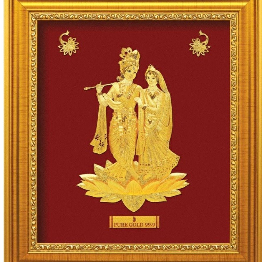 24 k gold plated radha krishna photo frame rj-pga27