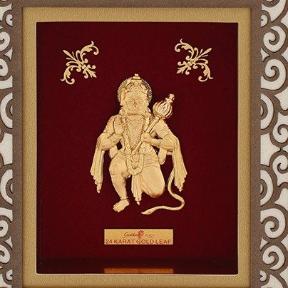 (18.5x21 cm)god hanuman ji divine photo frame 24 k gold LEAF