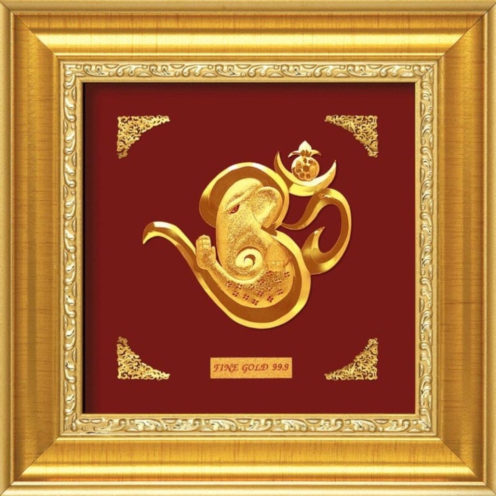 24 K GOLD LORD OM GANESHA PHOTO FRAME RJ-PGA18