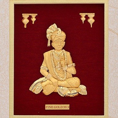 (20X25 CM) God swaminarayana divine photo frame 24 k gold