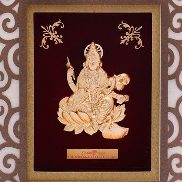 (18.5x21 cm)god saraswati ji divine photo frame 24 k gold