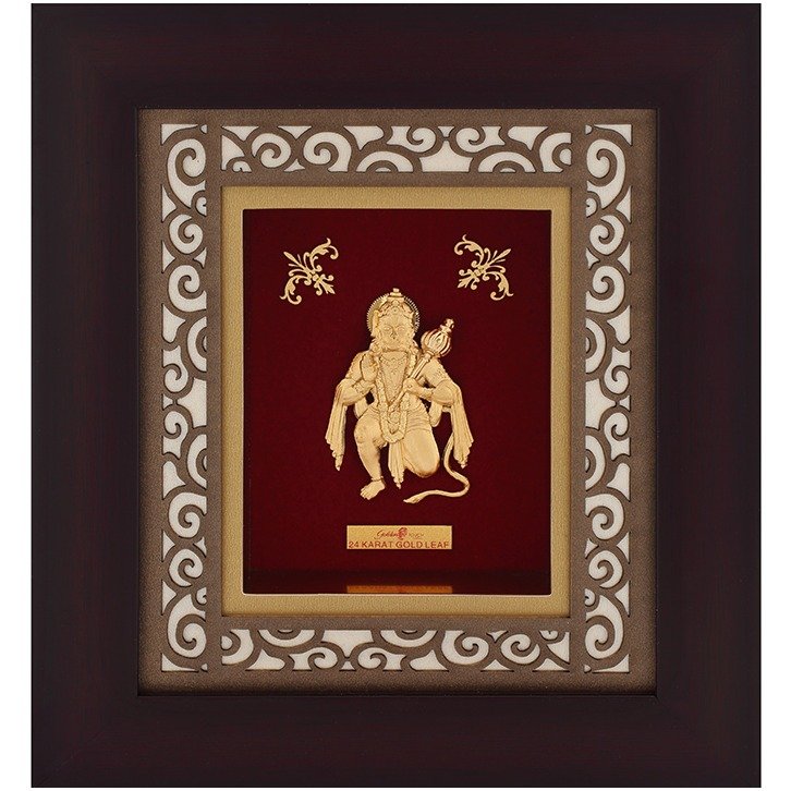 (18.5x21 cm)god hanuman ji divine photo frame 24 k gold LEAF