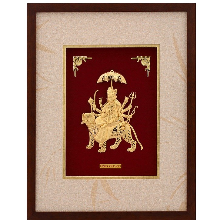 (33X42 CM)GOD DURGA MATA JI DIVINE PHOTO FRAME 24 K GOLD