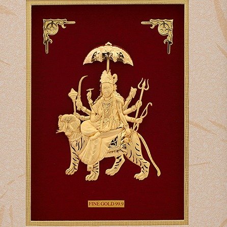 (33X42 CM)GOD DURGA MATA JI DIVINE PHOTO FRAME 24 K GOLD